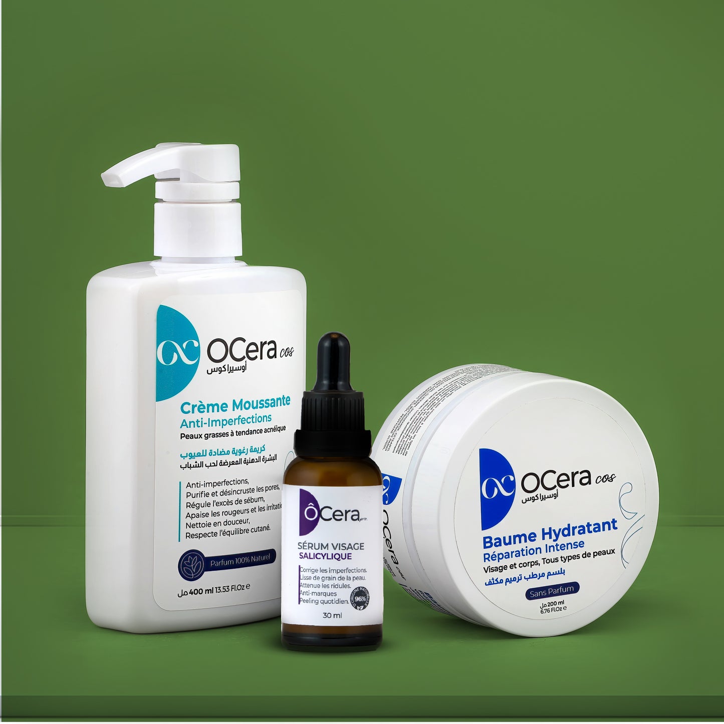 Pack HYDRA BOOST+ (Crème moussante peaux sèches + Sérum acide hyaluronique  + Baume hydratant)