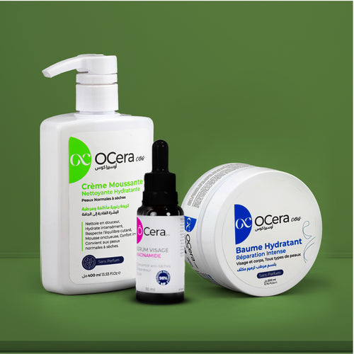 Pack ZÉRO BOUTONS (Crème moussante peaux grasses + Sérum niacinamide + Baume hydratant)